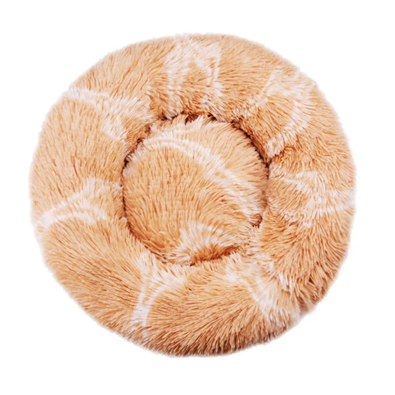 Round Plush Donut Pet Bed - Super Soft Calming Cuddler for Dogs & Cats (6 Sizes: 40–90cm)