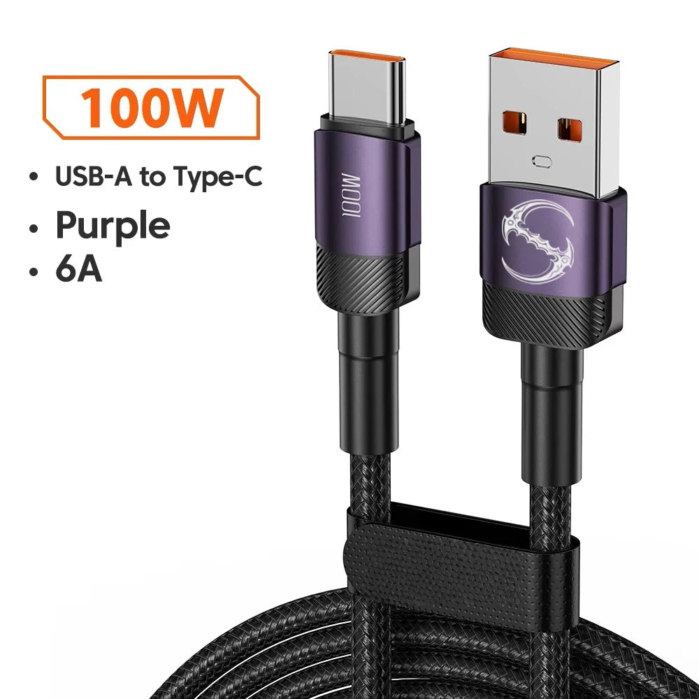 100W PD Fast Charging USB-A to USB-C Cable - 1m/2m/3m Quick Charge Data Cord