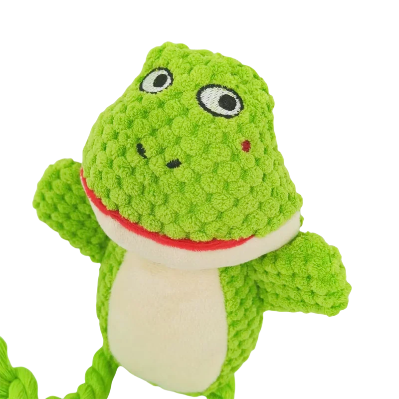 Cute Cartoon Animal Plush Dog Toy with Rope Legs & BB Squeaker - Interactive Chew & Tug Toy for Puppies & Dogs