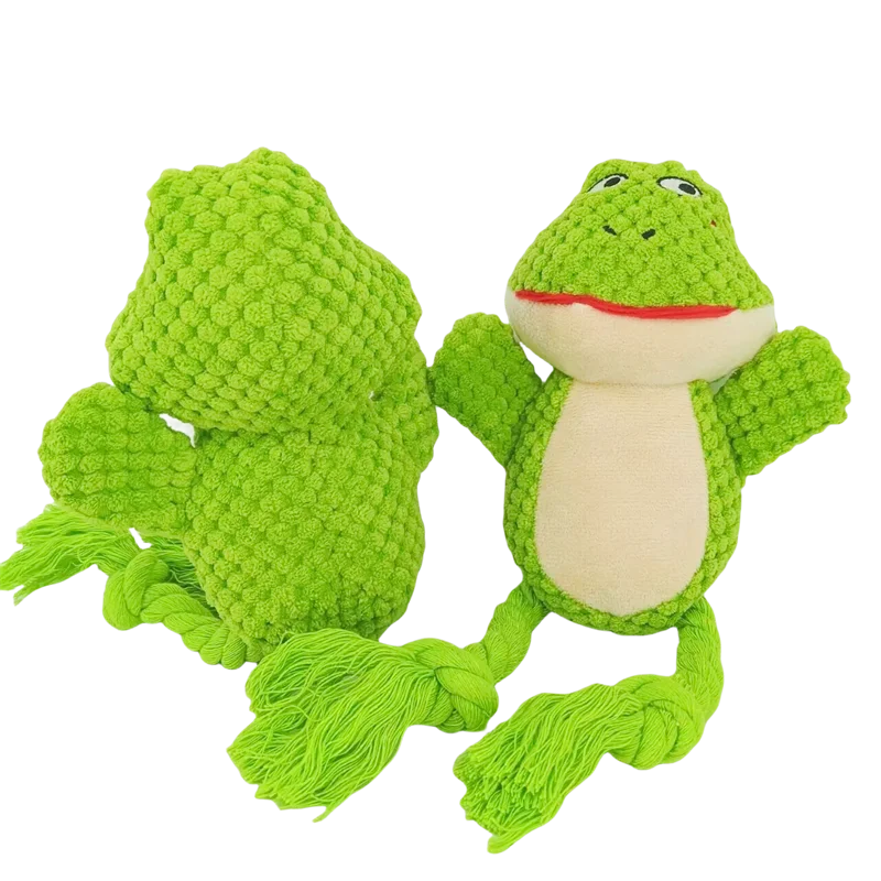 Cute Cartoon Animal Plush Dog Toy with Rope Legs & BB Squeaker - Interactive Chew & Tug Toy for Puppies & Dogs