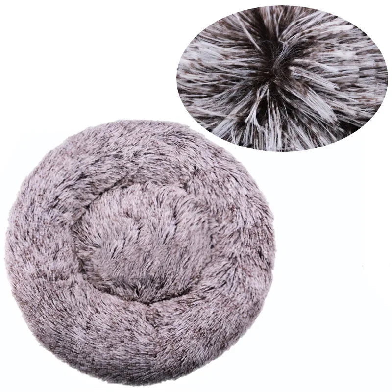 Round Plush Donut Pet Bed - Super Soft Calming Cuddler for Dogs & Cats (6 Sizes: 40–90cm)