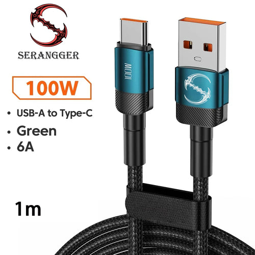100W PD Fast Charging USB-A to USB-C Cable - 1m/2m/3m Quick Charge Data Cord