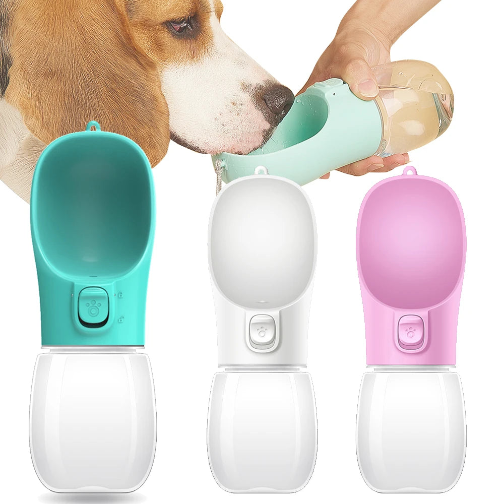 Portable Dog Water Bottle with Built-in Bowl - Leak-Proof Squeeze Dispenser for Walking, Hiking & Travel (300–550ml)