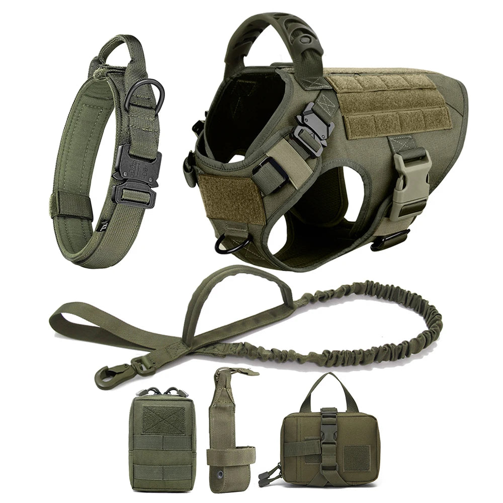 Tactical Dog Harness & Leash Set - Military Style for Large Dogs, German Shepherd & Malinois Training/Walking