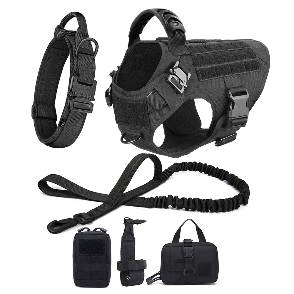 Tactical Dog Harness & Leash Set - Military Style for Large Dogs, German Shepherd & Malinois Training/Walking