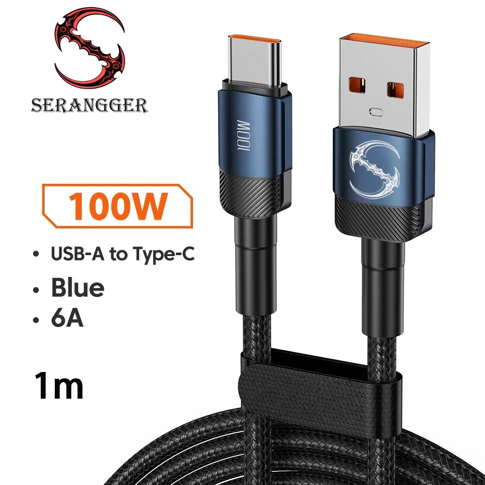 100W PD Fast Charging USB-A to USB-C Cable - 1m/2m/3m Quick Charge Data Cord