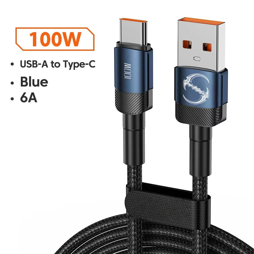 100W PD Fast Charging USB-A to USB-C Cable - 1m/2m/3m Quick Charge Data Cord