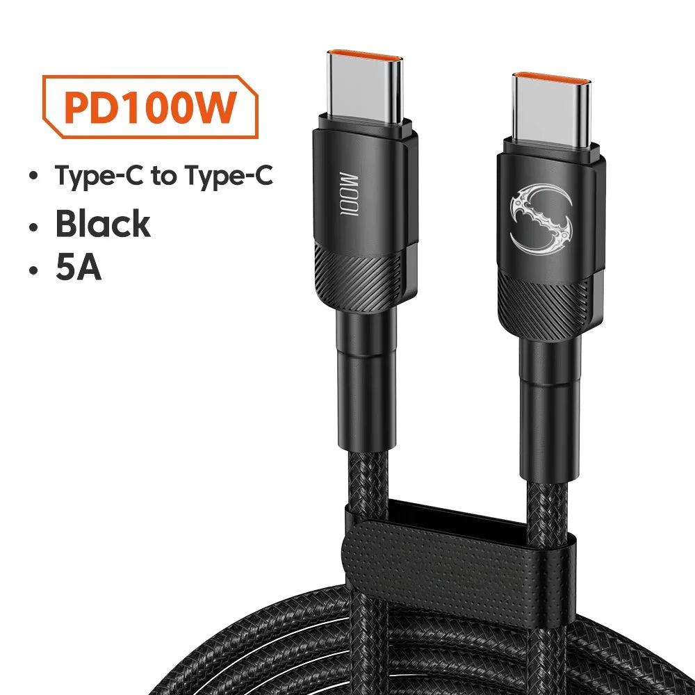 100W PD Fast Charging USB-A to USB-C Cable - 1m/2m/3m Quick Charge Data Cord