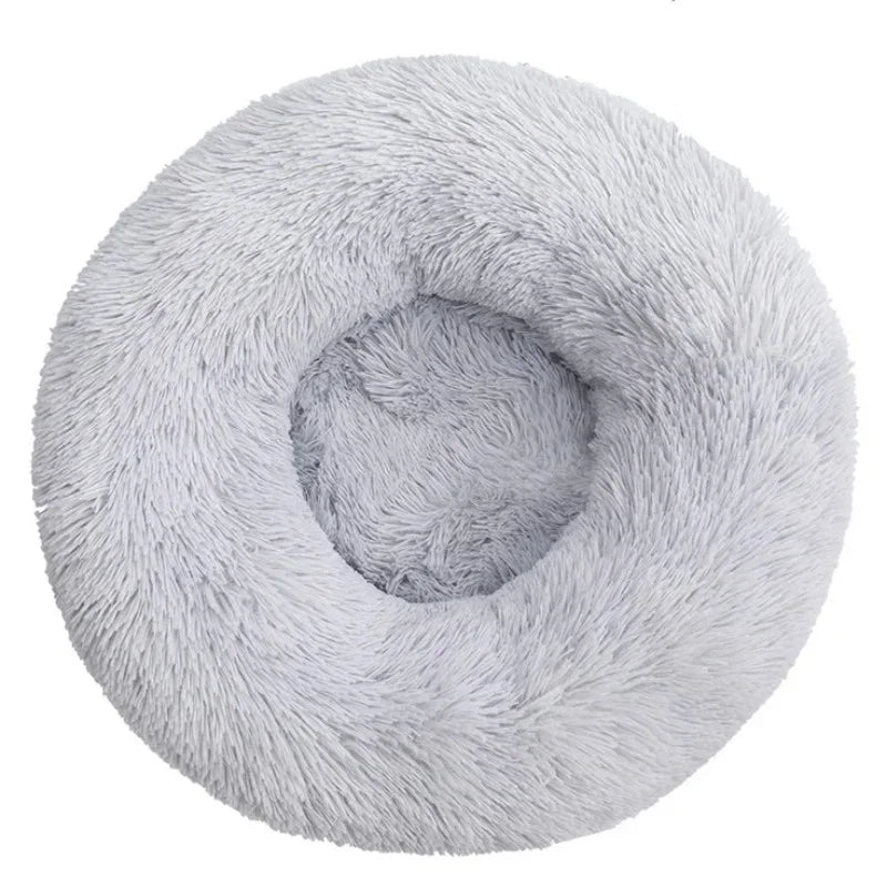 Round Plush Donut Pet Bed - Super Soft Calming Cuddler for Dogs & Cats (6 Sizes: 40–90cm)