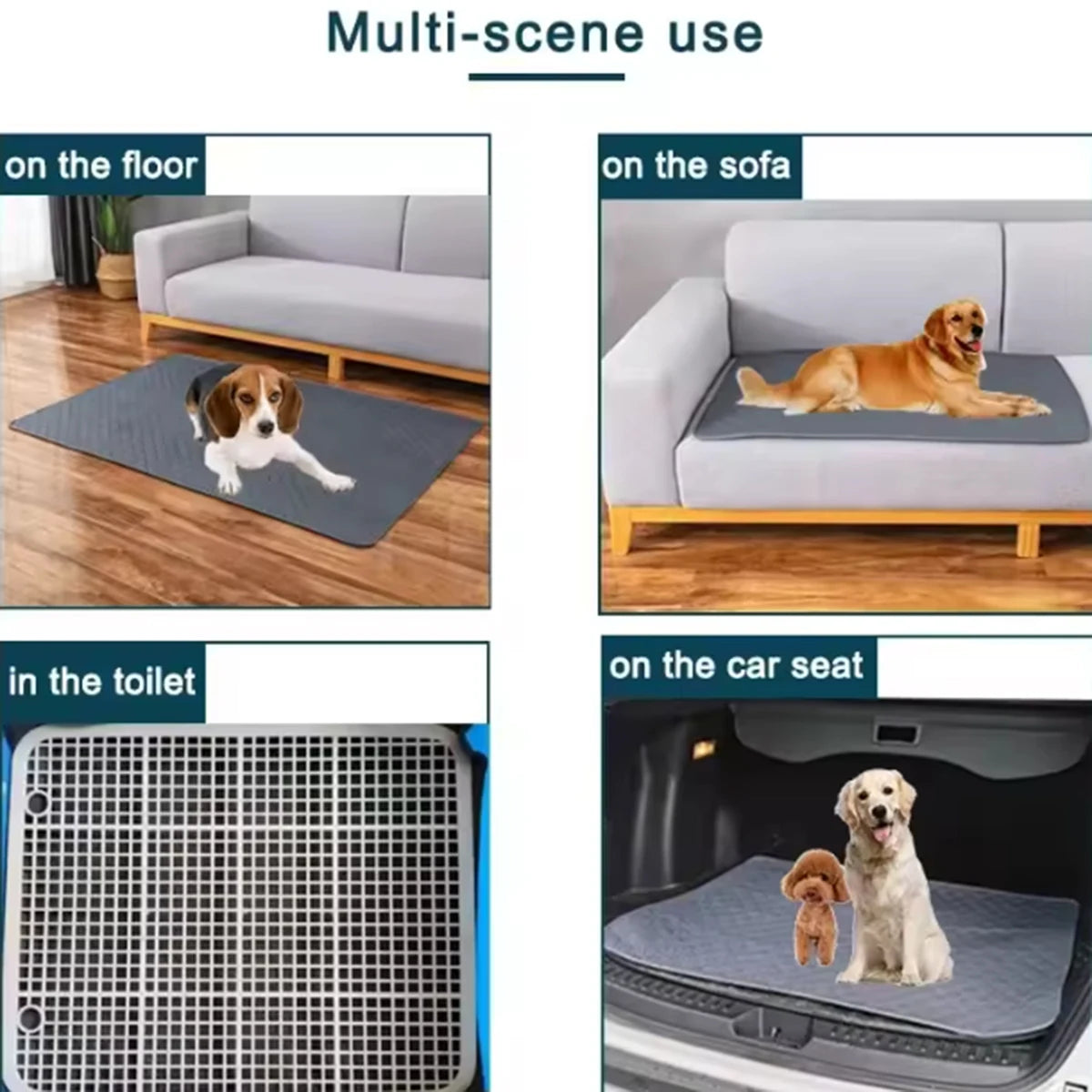 Reusable Washable Pee Pad for Dogs & Cats - Waterproof Absorbent Urine Mat (35×50 to 70×100 cm, 6 Colors)