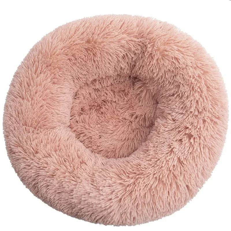 Round Plush Donut Pet Bed - Super Soft Calming Cuddler for Dogs & Cats (6 Sizes: 40–90cm)