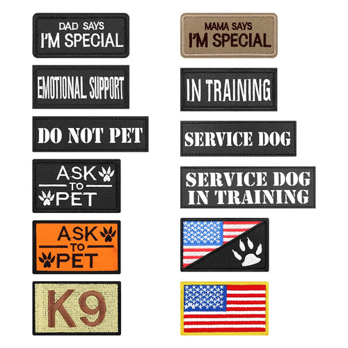 1 Piece Tactical Patch Bundle For Dog Vest Harness Collar Personalized Patches Tags Sticker Label Custom Name ID Service Dog