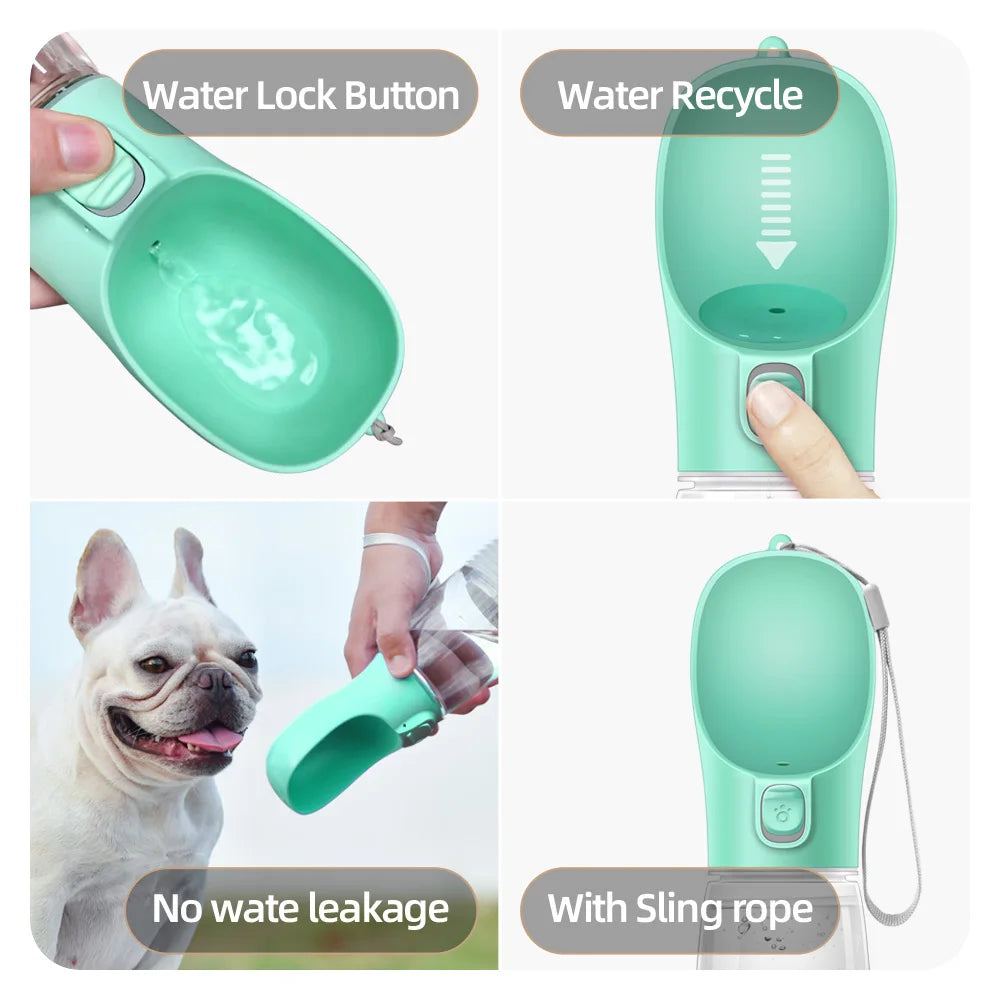Portable Dog Water Bottle with Built-in Bowl - Leak-Proof Squeeze Dispenser for Walking, Hiking & Travel (300–550ml)