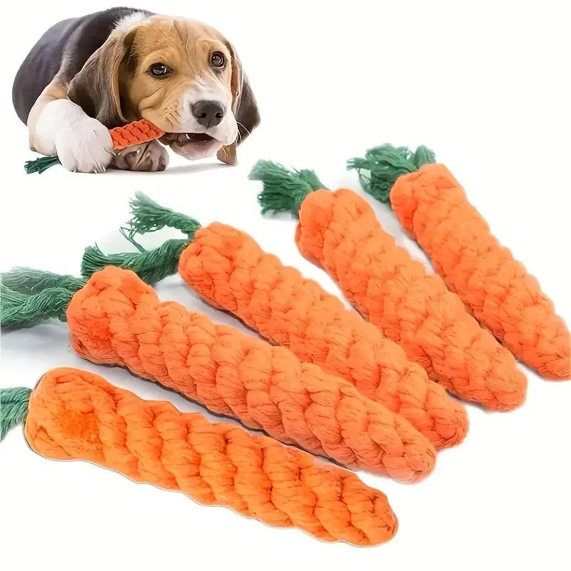 Plush Carrot Dog Toy with Squeaker - Interactive Chew Toy for Small Dogs & Puppies