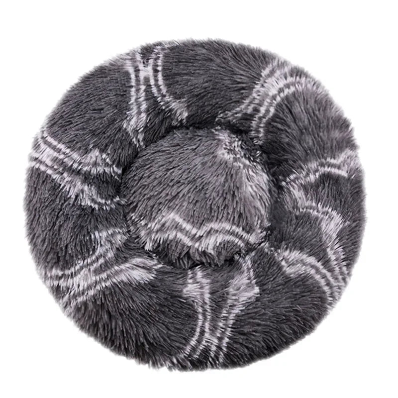 Round Plush Donut Pet Bed - Super Soft Calming Cuddler for Dogs & Cats (6 Sizes: 40–90cm)
