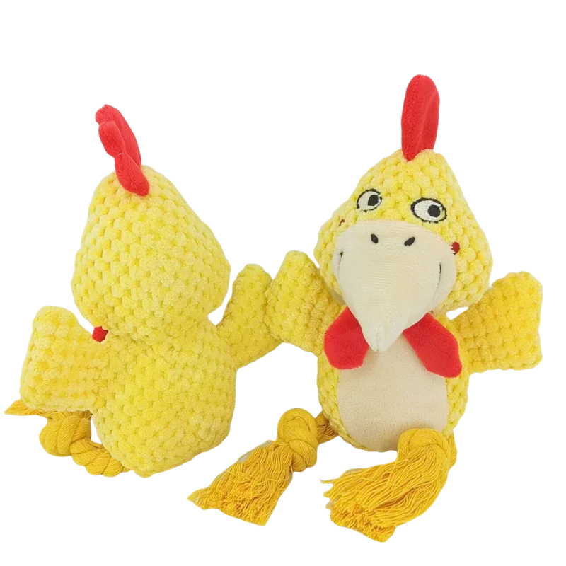 Cute Cartoon Animal Plush Dog Toy with Rope Legs & BB Squeaker - Interactive Chew & Tug Toy for Puppies & Dogs