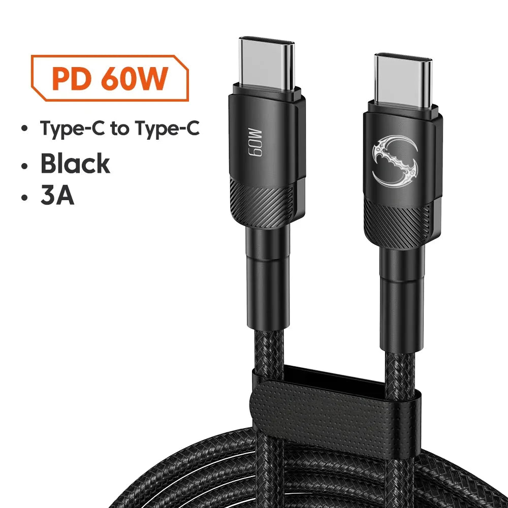 100W PD Fast Charging USB-A to USB-C Cable - 1m/2m/3m Quick Charge Data Cord
