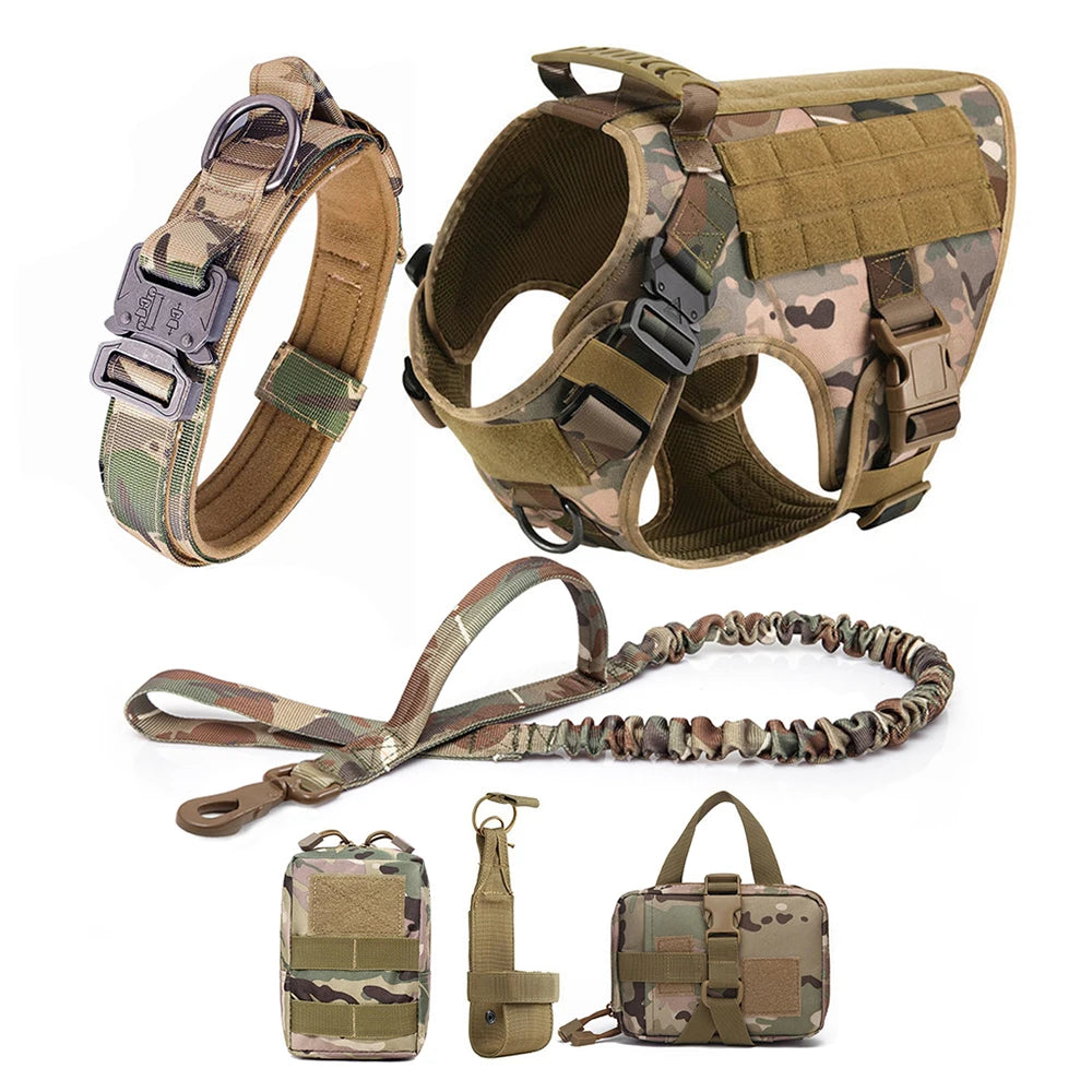 Tactical Dog Harness & Leash Set - Military Style for Large Dogs, German Shepherd & Malinois Training/Walking