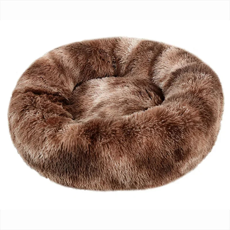 Round Plush Donut Pet Bed - Super Soft Calming Cuddler for Dogs & Cats (6 Sizes: 40–90cm)