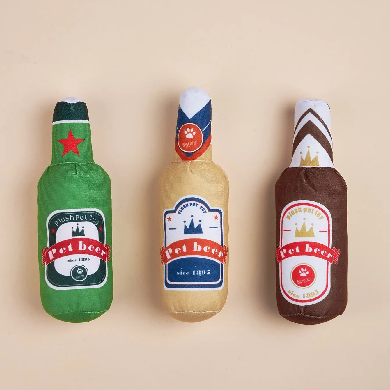 Plush Wine Bottle Dog Toy Series - Crinkle, BB Rattles & Noisemaker Fun! Funny Pet Chew Toy