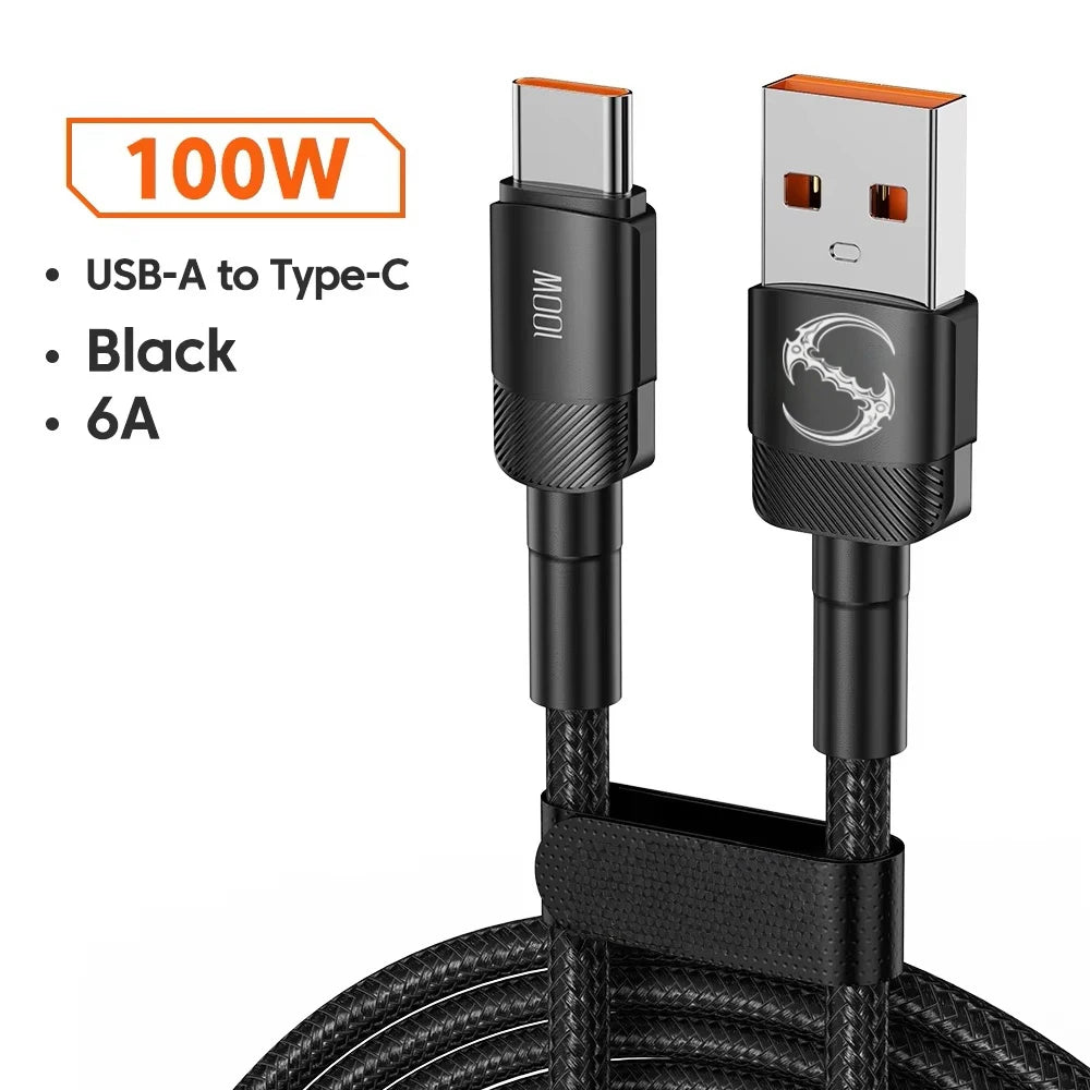 100W PD Fast Charging USB-A to USB-C Cable - 1m/2m/3m Quick Charge Data Cord