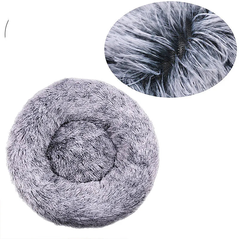 Round Plush Donut Pet Bed - Super Soft Calming Cuddler for Dogs & Cats (6 Sizes: 40–90cm)