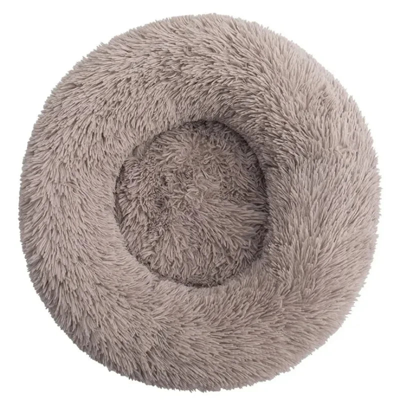 Round Plush Donut Pet Bed - Super Soft Calming Cuddler for Dogs & Cats (6 Sizes: 40–90cm)