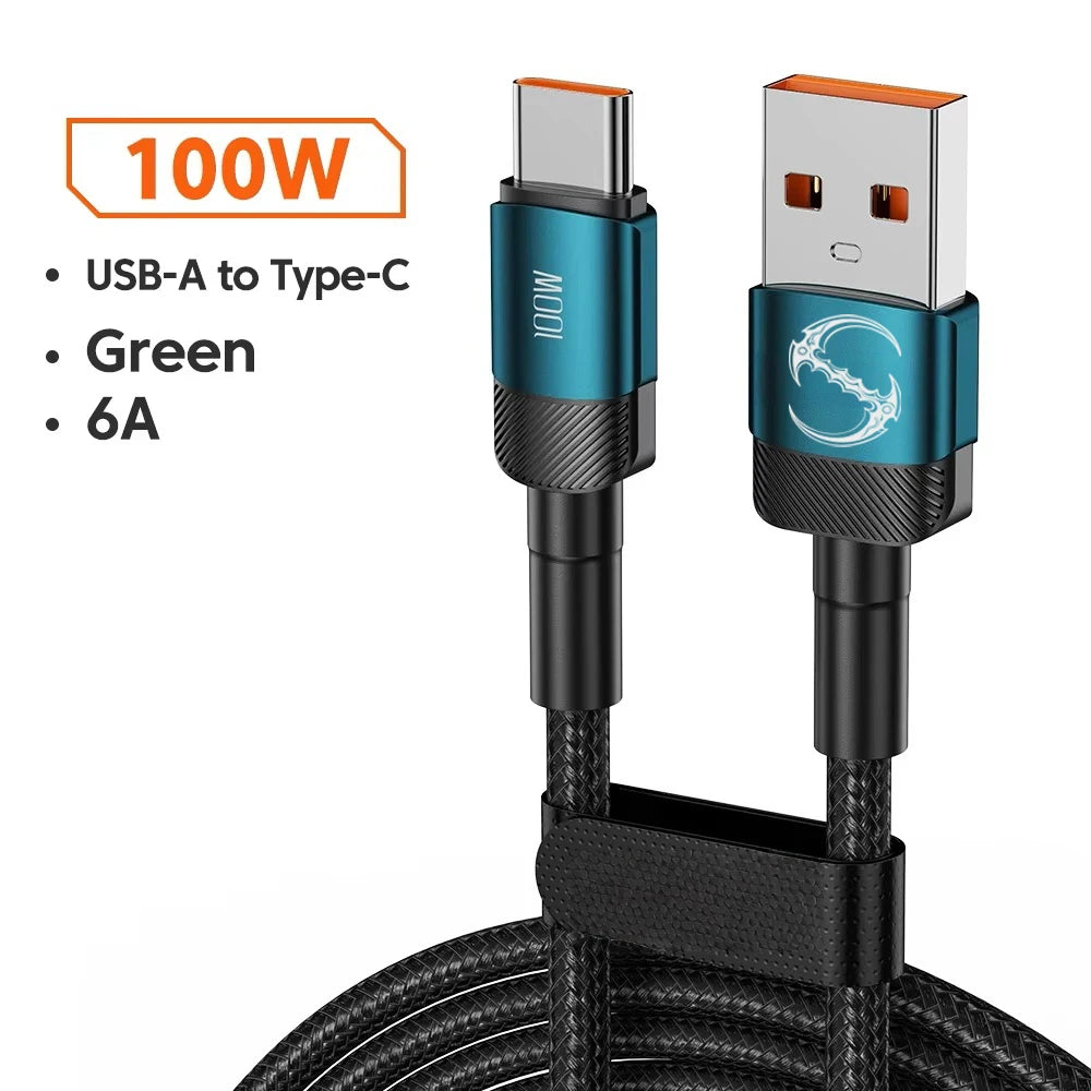 100W PD Fast Charging USB-A to USB-C Cable - 1m/2m/3m Quick Charge Data Cord