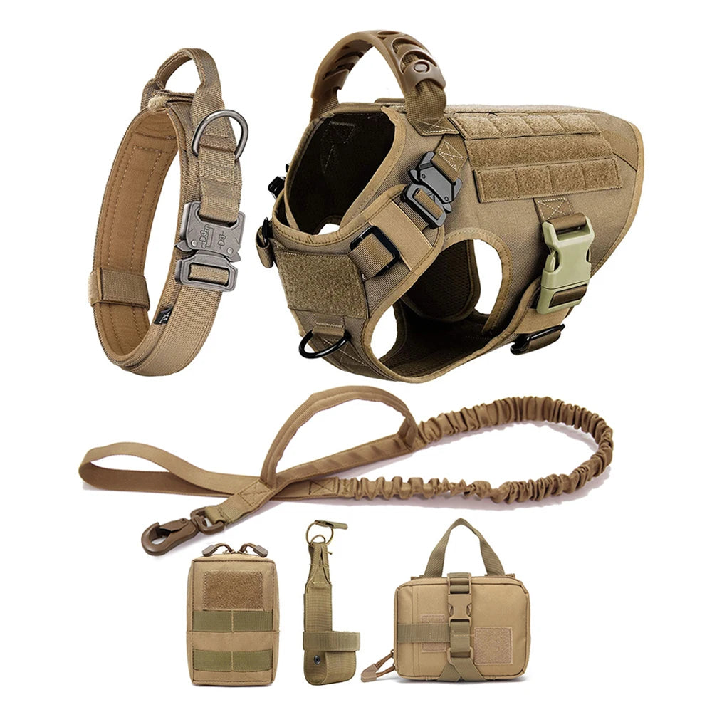 Tactical Dog Harness & Leash Set - Military Style for Large Dogs, German Shepherd & Malinois Training/Walking